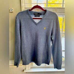 Polo by Ralph Lauren Vneck Italian Yarn 100% Lambs Wool Baby Blue Size M
